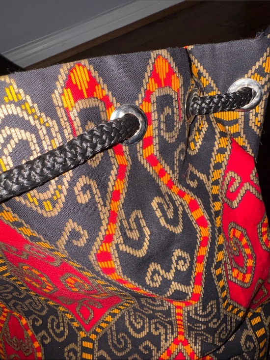 Ethnic Embroidered Bucket Bag in Black & Red main image 7